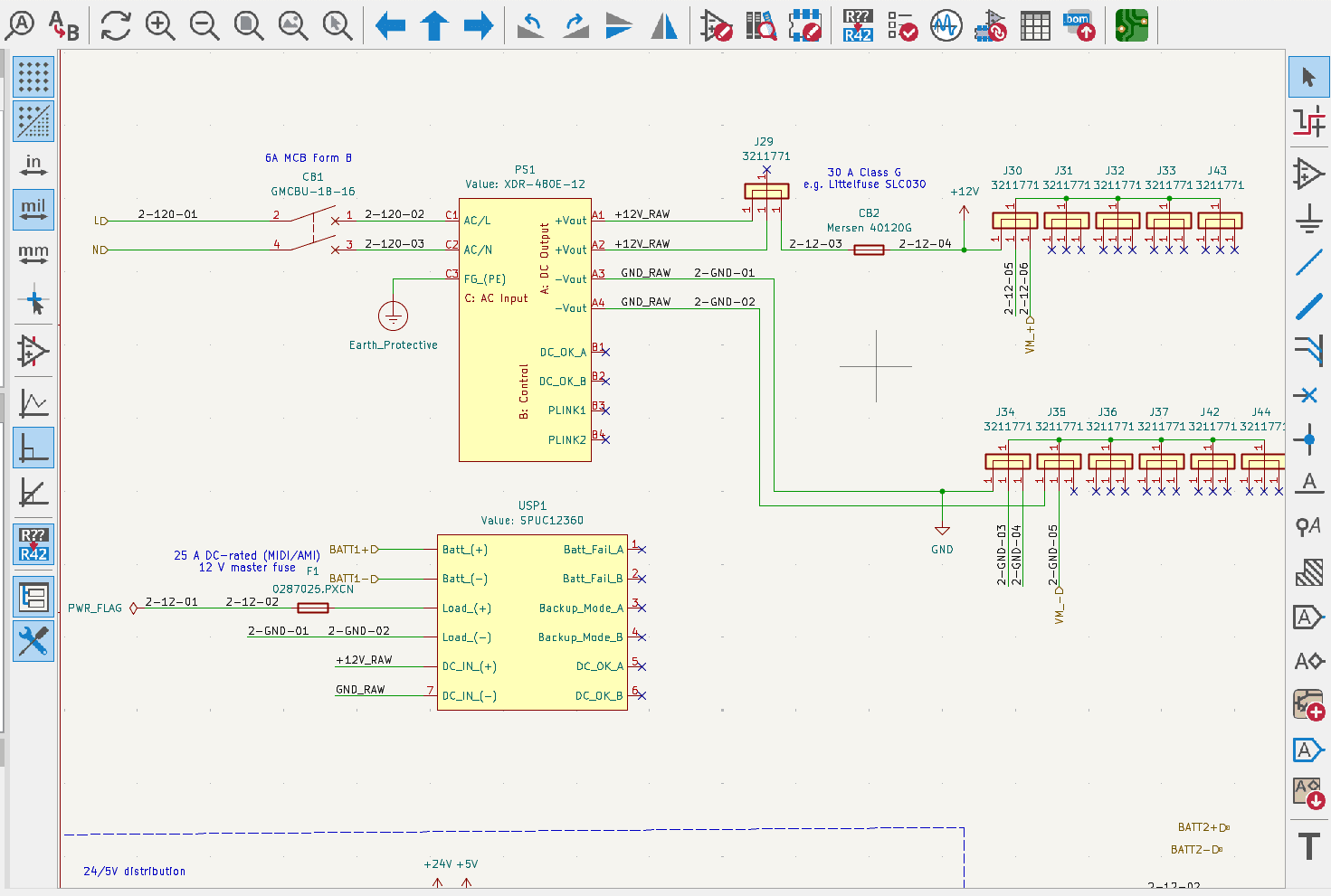 KiCad schematic showing dual converter redesign for EGSE
